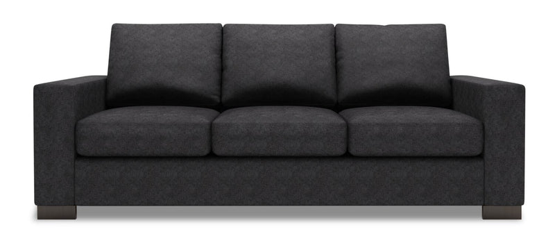 Made in Canada Customizable Sofa Lab Track 85\" Chenille Fabric Sofa Bed with Track Arms - Luxury Charcoal Grey