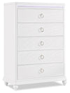 Ava Bedroom Chest of Drawers with LED Light, 5-Drawer, 40.5\"W x 54.1\"H, Glam - White