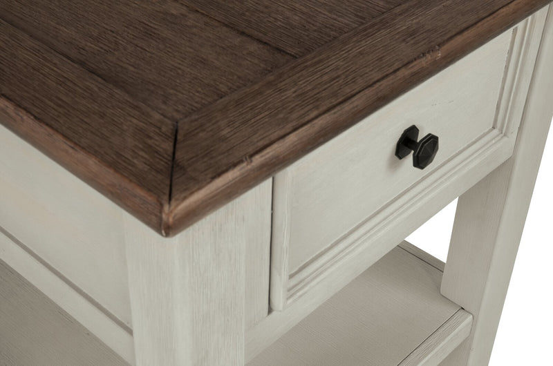 Colby 24\" Rustic End Table with Storage and Shelf - Two Tone Wood