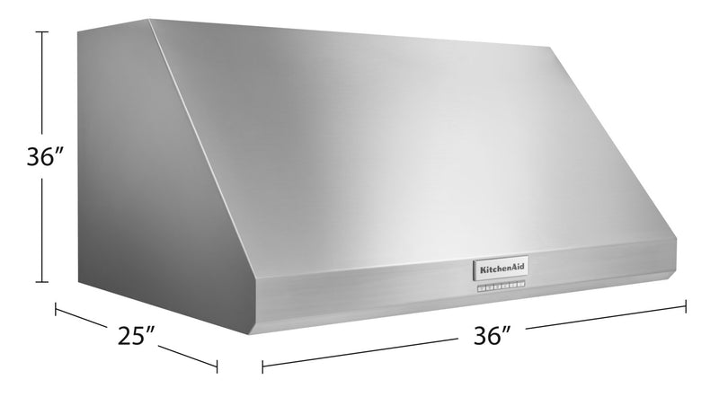KitchenAid 36\" Commercial-Style Wall-Mount Canopy Range Hood - KVWC906KSS