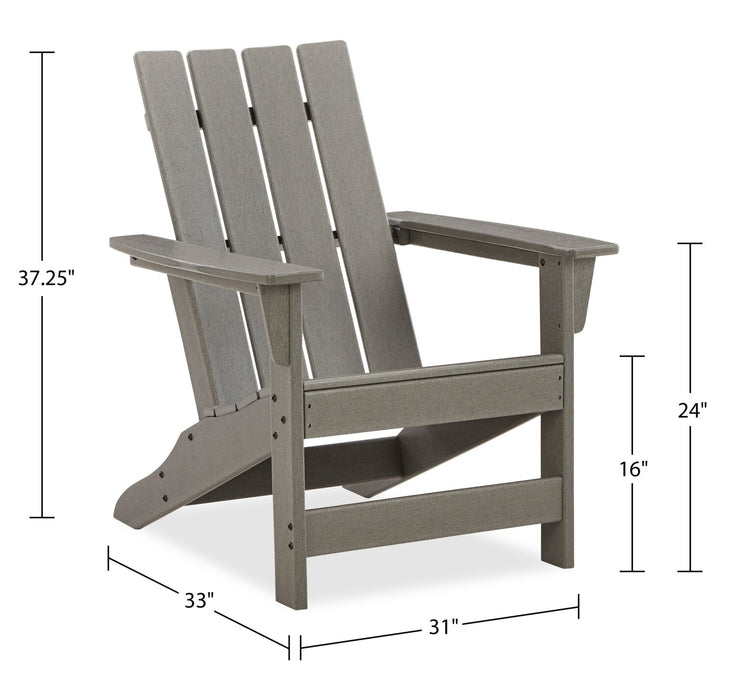 Cape Outdoor Patio Adriondack Chair - High Density Plastic, UV & Weather Resistant - Grey