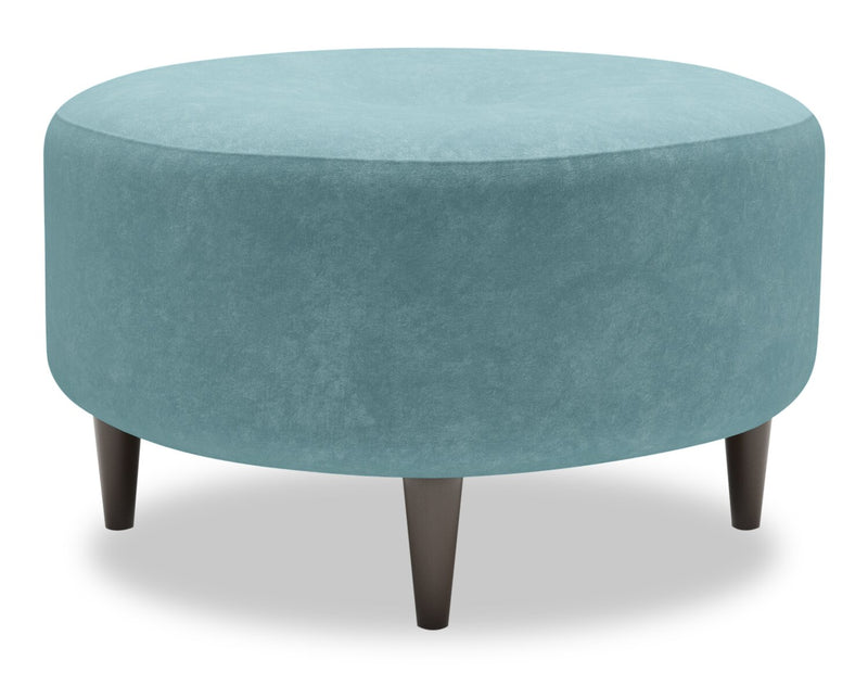 Made in Canada Customizable Sofa Lab The Curve 31\" Velvet Fabric Ottoman - Sea Blue