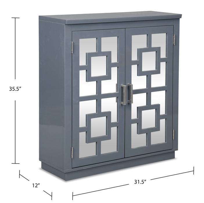 Darci 31.5\" Accent Cabinet with Mirrored Doors - Grey