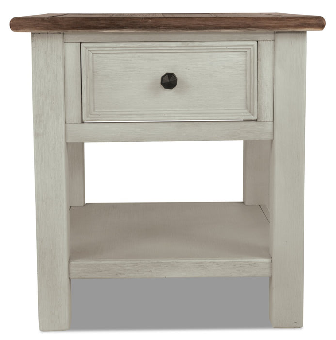 Colby 24\" Rustic End Table with Storage and Shelf - Two Tone Wood