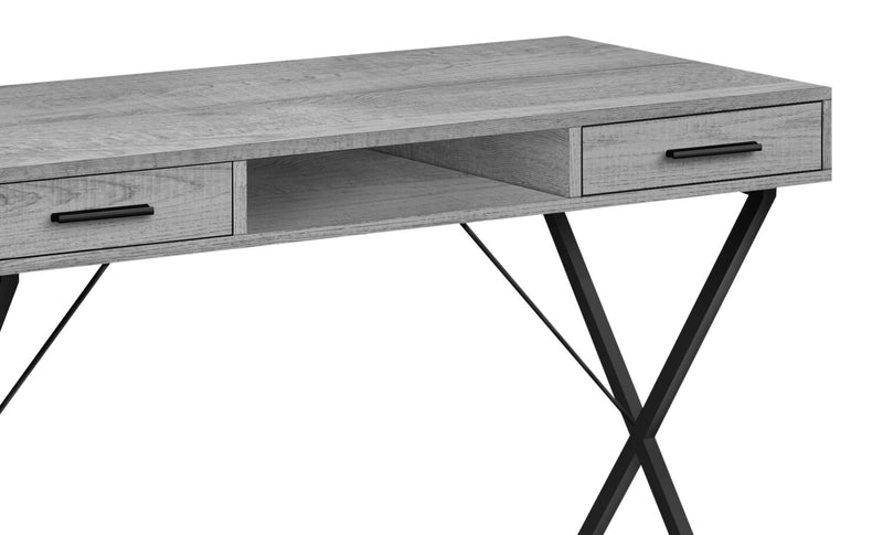 Rowan 42\" Office Desk with 2-Drawers & Cubbyhole - Grey