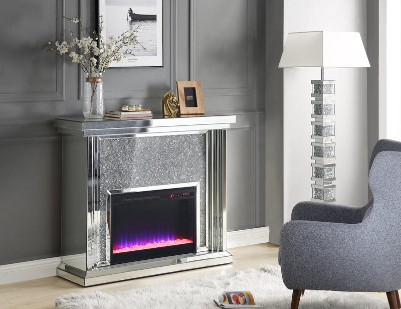 Flint 47.4\" Glam Electric Fireplace - Silver and Glass