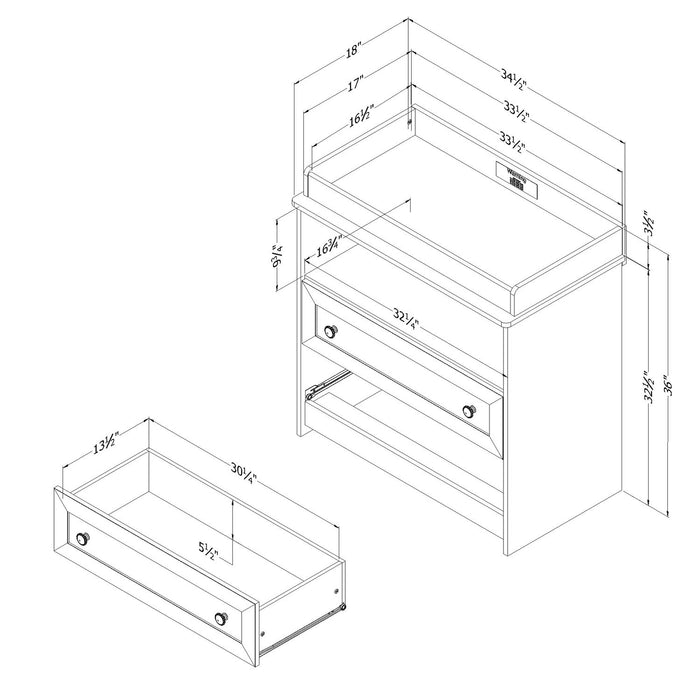 Ivy Baby Change Table with Storage Drawers - White