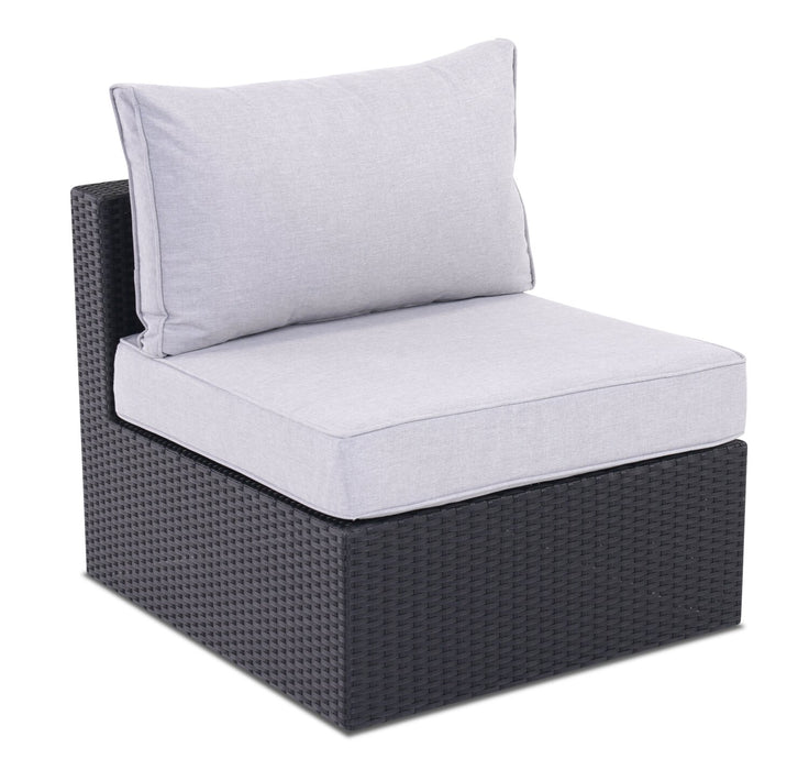 Minnesota 5-Piece Outdoor Patio Set with 3 Corner Chairs & 2 Armless Chairs - Hand-Woven Resin Wicker, Olefin Fabric, UV & Weather Resistant - Grey