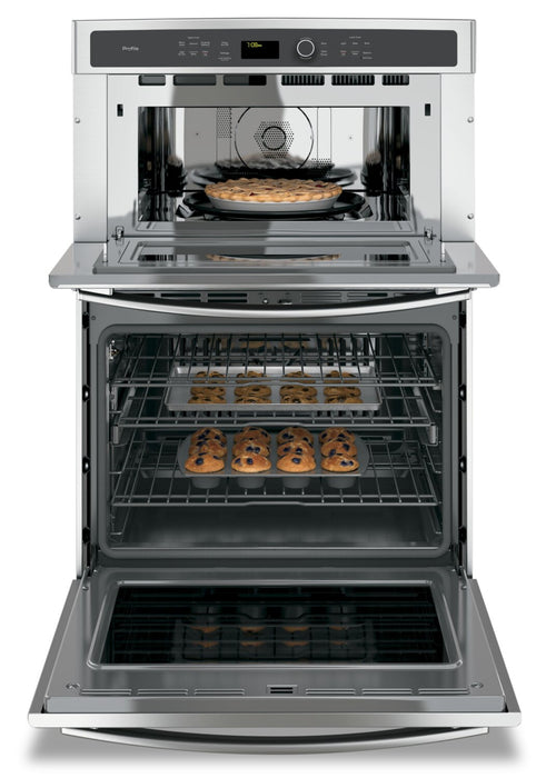 Profile 30\" 6.7 Cu. Ft. Electric Wall Oven and Microwave with True European Convection - Stainless - PT7800SHSS