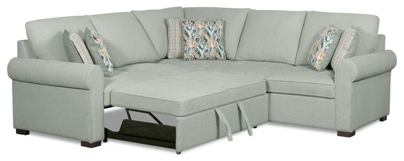 Scott Living Haven 2-Piece Left-Facing Chenille Fabric Sleeper Sectional - Seafoam Blue