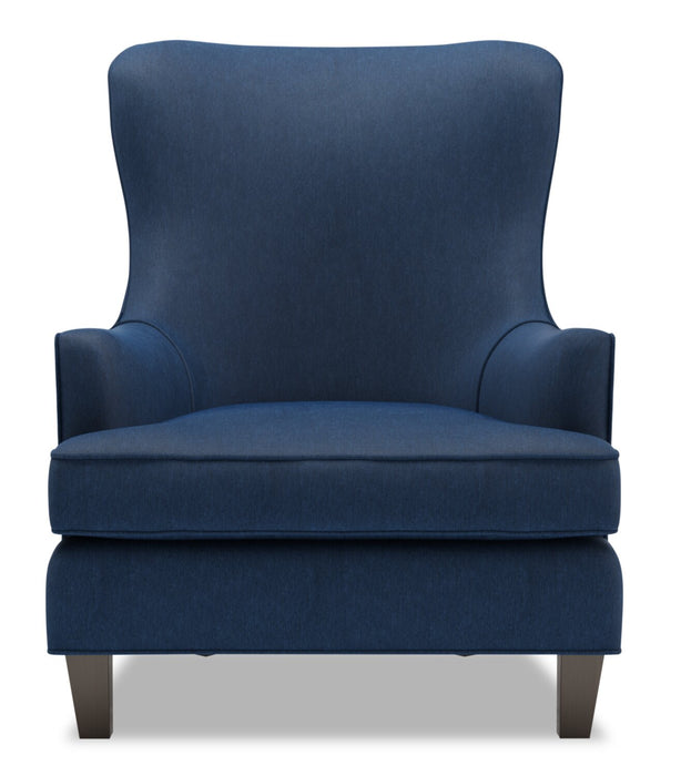 Made in Canada Sofa Lab Customizable Wingback 32\" Linen-Look Fabric Accent Chair - Pax Navy Blue