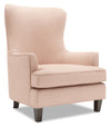 Made in Canada Sofa Lab Customizable Wingback 32\" Linen-Look Fabric Fabric Accent Chair - Pax Rose Pink