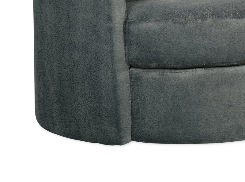 Made in Canada Midi 42\" Chenille Fabric Swivel Cuddler Accent Chair - Plush Thunder Grey