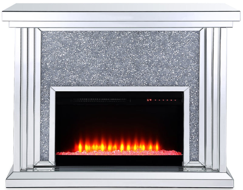 Flint 47.4\" Glam Electric Fireplace - Silver and Glass