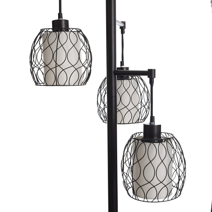 Delano 71.5\" Antiqued-Bronze with Black Wire Shade Floor Lamp 
