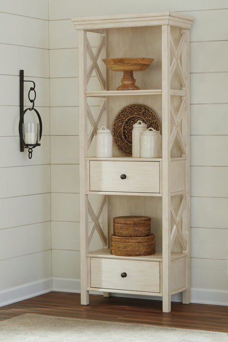 Isla Display Shelft with Storage Drawers, 25.4\"W - Antique White