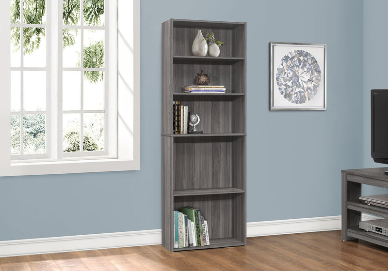 Slade 24.75\" 5-Shelf Bookcase - Grey