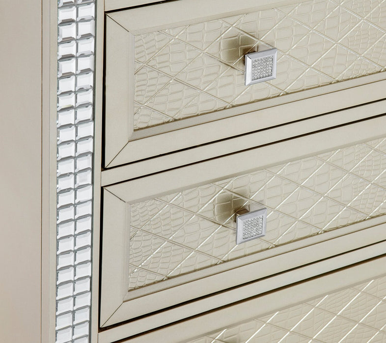 Tyra Bedside 2-Drawer Nightstand, 28\"W x 29\"H, Glam - Champagne