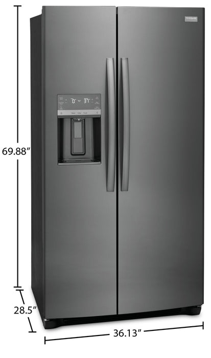 Frigidaire Gallery 36.1\" 22.3 Cu. Ft. Counter-Depth Side-by-Side Refrigerator - Smudge-Proof® Black Stainless Steel - GRSC2352AD