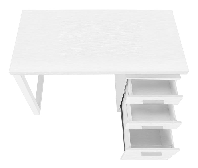 Ronan 47.25\" Reversible Office Desk with 3-Drawers - White