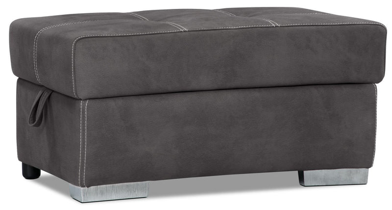 Drake 3-Piece Left-Facing Faux Suede Fabric Sleeper Sectional with Storage Ottoman - Cement Grey