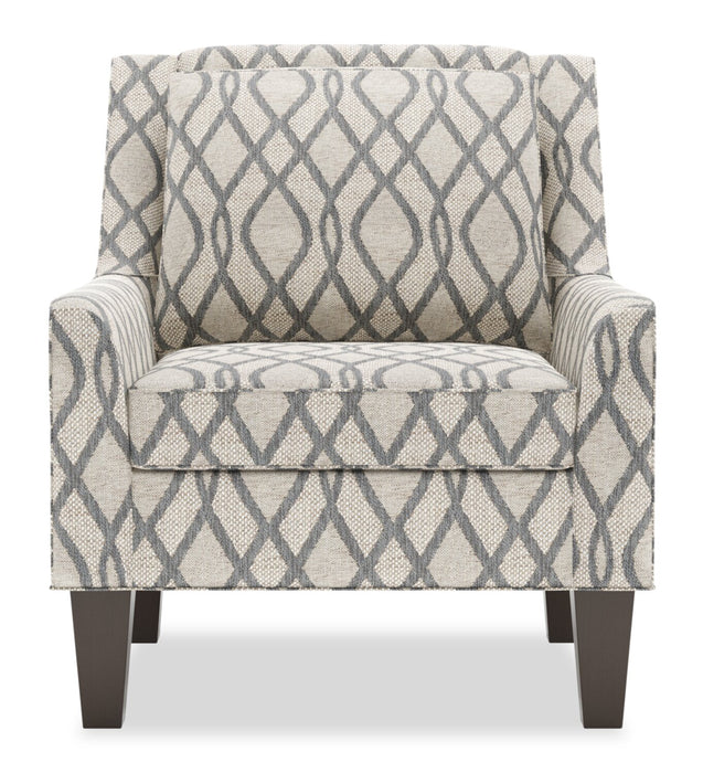 Made in Canada Sofa Lab Customizable Club 29\" Fabric Accent Chair with Wood Legs - Steel Multicolour