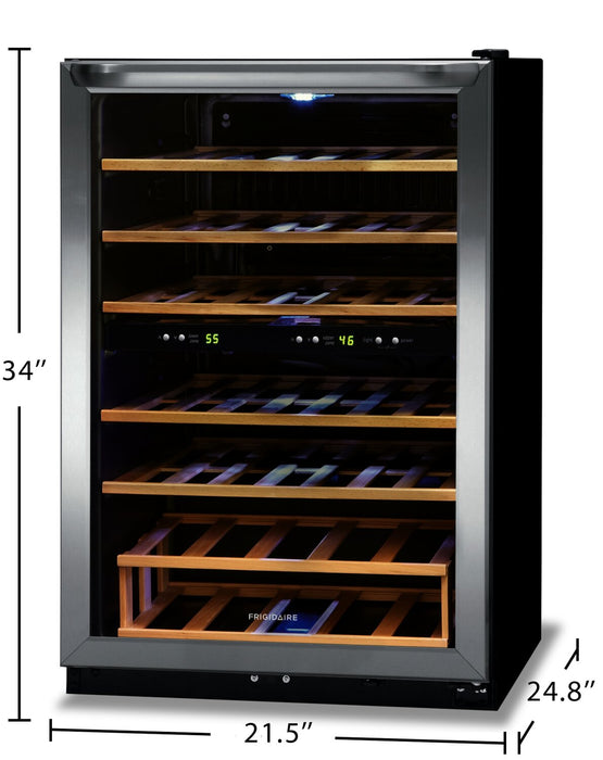 Frigidaire 21.5\" 4.4 Cu. Ft. 45 Bottle Two-Zone Wine Cooler Refrigerator - Stainless Steel - FRWW4543AS