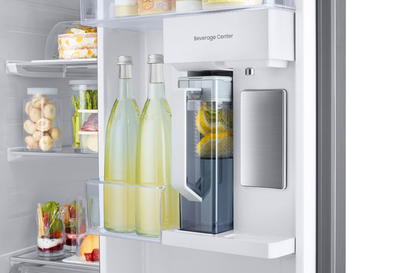 Samsung 36\" 22.6 Cu. Ft. Side-by-Side with Beverage Centre Refrigerator - White Glass - RS23CB760012AA