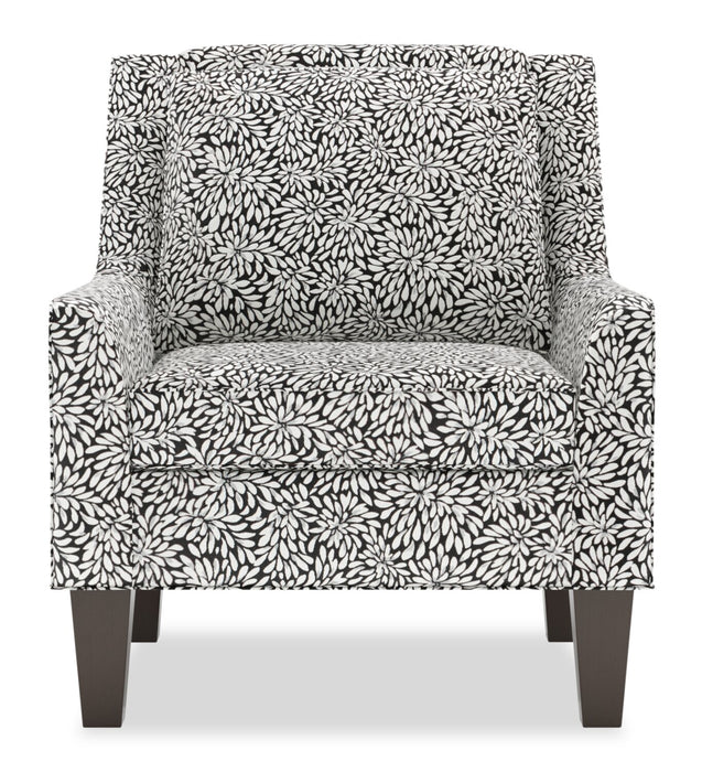 Made in Canada Sofa Lab Customizable Club 29\" Fabric Accent Chair with Wood Legs - Onyx Multicolour