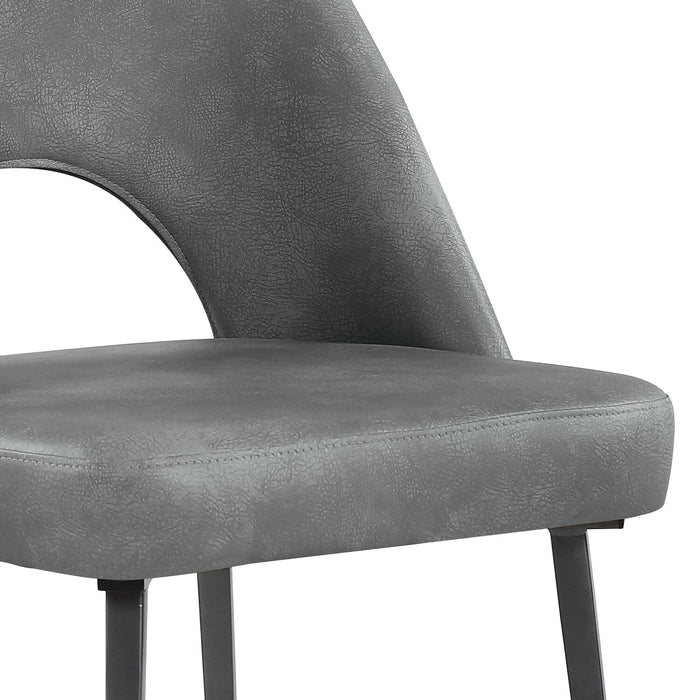 Kort & Co. Bay Dining Chair with Vegan Leather Fabric, Metal - Grey