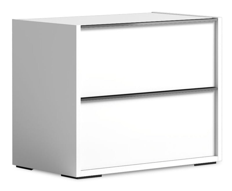 Raia Bedside 2-Drawer Nightstand - Made in Italy, 24\"W x 22\"H, Modern - White