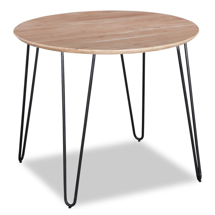 Miya 5pc Dining Set with Table & 4 Chairs, Acacia Wood, Metal, 36\"W Round - Grey