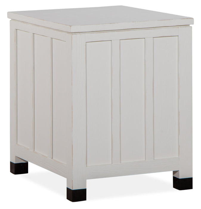 Harper 20\" Modern Glass Door Chairside Table with Storage - White Pine