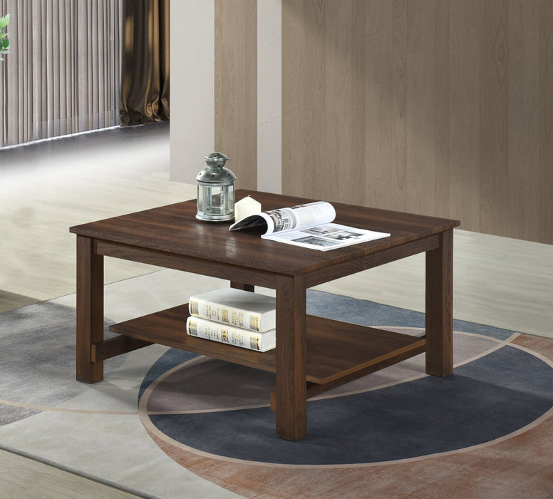 Jordi 31.5\" Traditional Coffee Table with Shelf - Brown Walnut Finish Wood