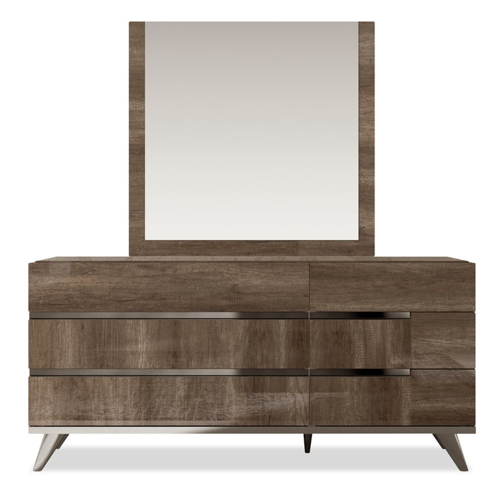 Gino Bedroom 6-Drawer Dresser - Made in Italy, 67\"W x 32\"H, Modern - Brown