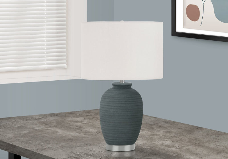 24\" Blue with Silver Base Ceramic Table Lamp