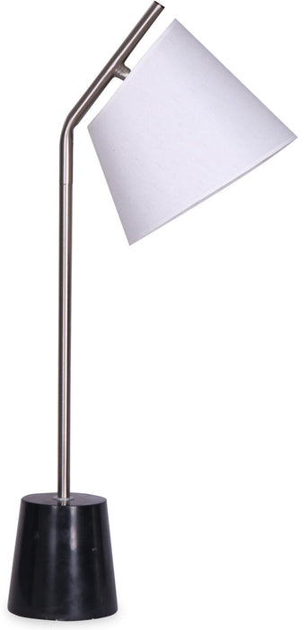 Storm Brushed Steel with Black Marble Base 3-Piece Set, Floor and Two Table Lamps