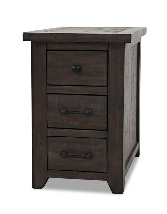 Morgan 16\" Rustic Powered Chairside Table with Storage - Dark Brown with Reclaimed Wood