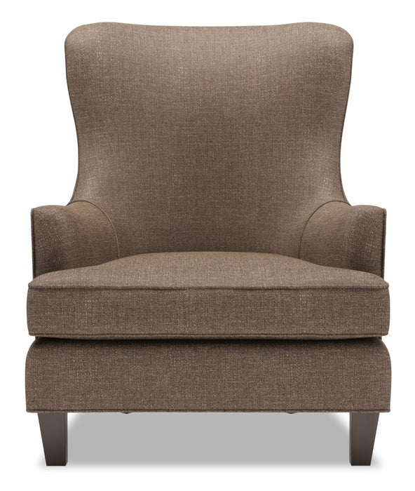 Made in Canada Sofa Lab Customizable Wingback 32\" Linen-Look Fabric Accent Chair - Luna Praline Brown