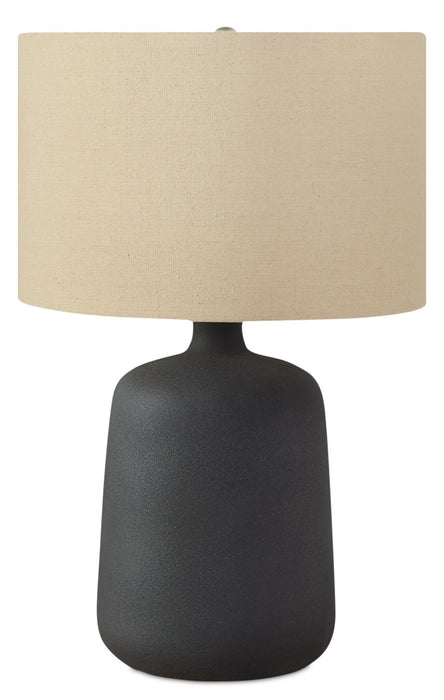 24\" Black Ceramic with Beige Shade Table Lamp