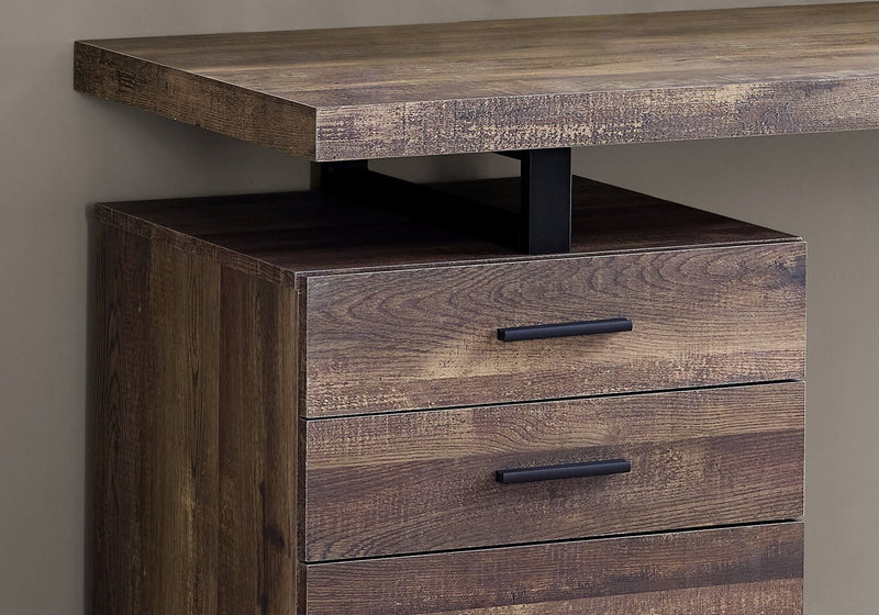 Clayton 47.25\" Reversible Office Desk with 3-Drawers - Dark Brown