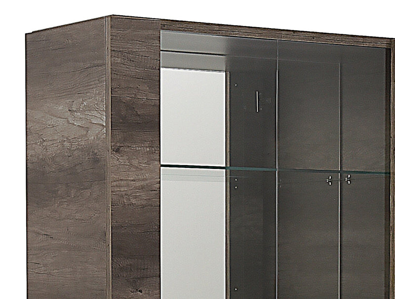 Gino Dining Curio with Storage & Glass Display Shelves - Made in Italy, Modern, 42\"W - Brown