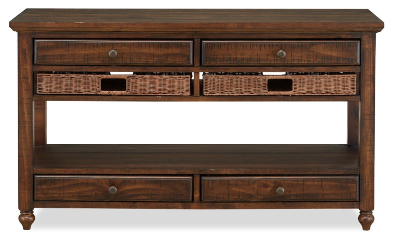 Cottage Lane 50\" Rustic Sofa Table with Storage and Shelf - Dark Brown Wood