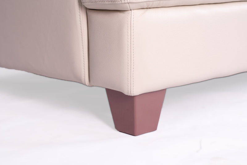 Chateau d’Ax Vita 70\" 100% Genuine Leather Loveseat with Diamond Pattern Stitching and Wood Legs - Smoke Grey