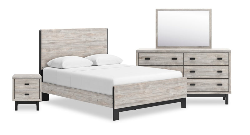 Zen 6pc Bedroom Set with Bed, Dresser, Mirror & Nightstand, Light Grey - Queen Size