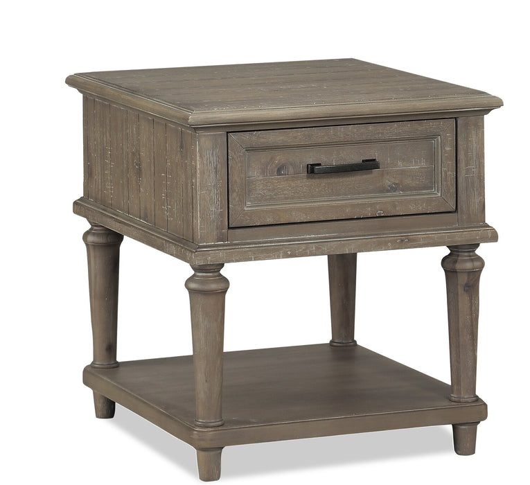 Winston 22\" Rustic End Table with Storage and Shelf - Light Brown with Driftwood Finish