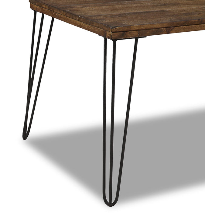 Woodland 23.4\" Rustic Coffee Table - Brown Oak Finish with Metal Legs