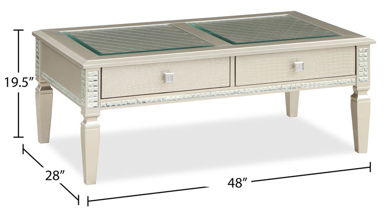 Tyra 48\" Glam Coffee Table with Storage - Champagne  