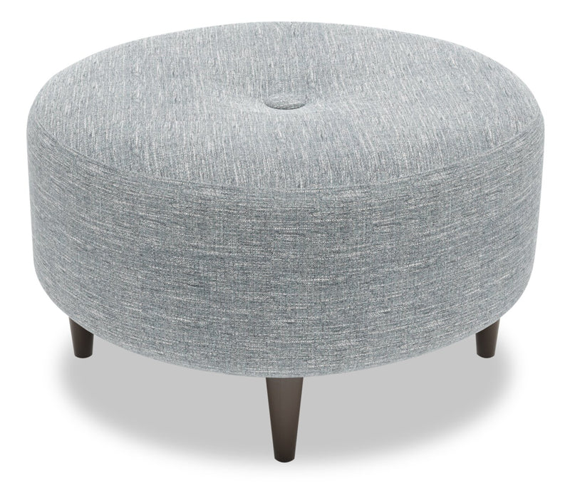 Made in Canada Customizable Sofa Lab The Curve 31\" Linen-Look Fabric Ottoman - Luna Pewter Grey