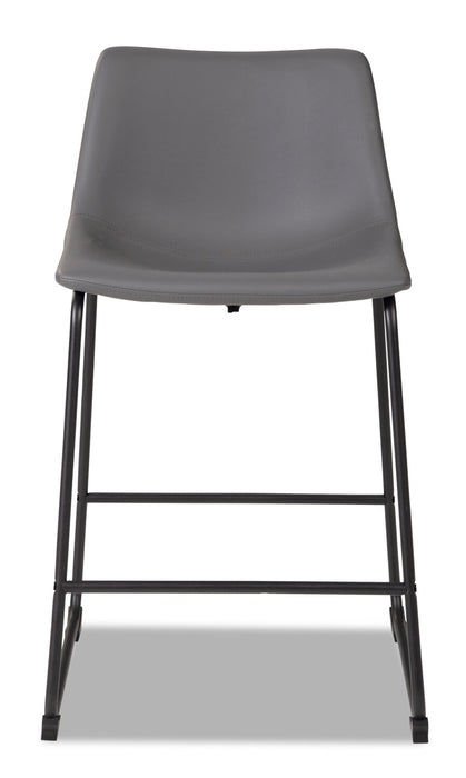 Cole Counter-Height Stool with Vegan Leather Fabric, Metal - Grey